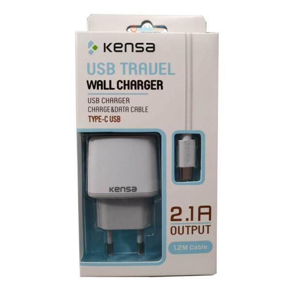 Kensa 1.2 Metre Type-C Kablolu 2.1 Amper Hızlı Ev Şarj Cihazı Seti